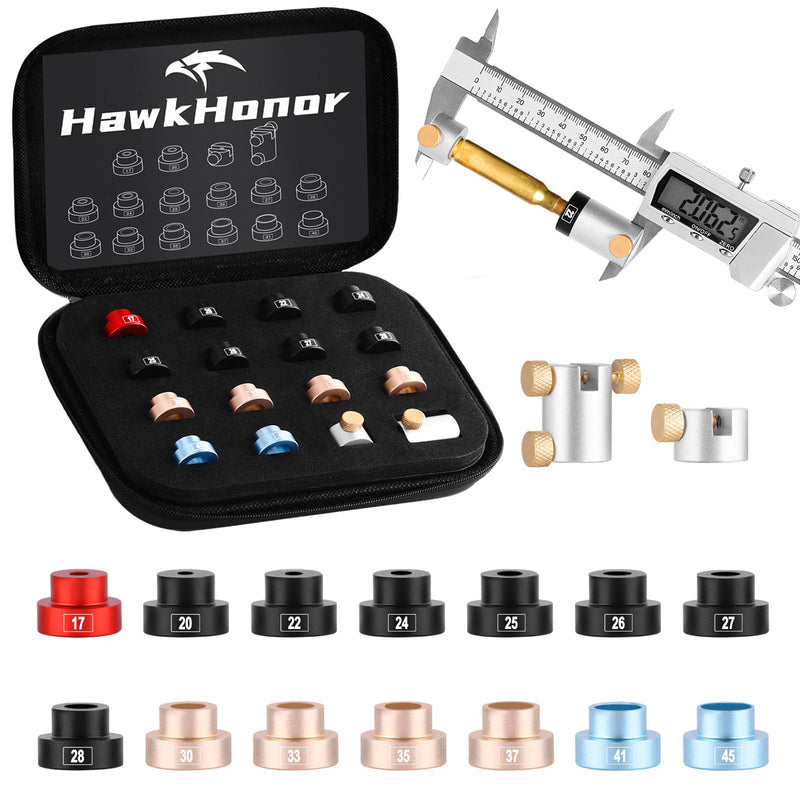 Bullet Comparator Kit, Includes 14 Inserts & 1 Comparator Body & 1 Anvil Base, Universal Fit for .17 to .45 Calibers, Precision Ammo Reloading Gauge Tool Set Seamless Caliper Connection 16pcs Bullet Comparator Kit