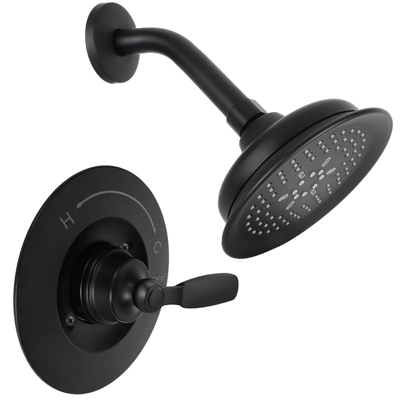 Shower Trim Kit Compatible with Delta 14 Series，Matte Black Shower Faucet Set, 5-Spray Shower Head and Shower Handle, Fits R10000 Series Valves (Cartridge/Valve Not Included) Matte Black Shower Handle&Head