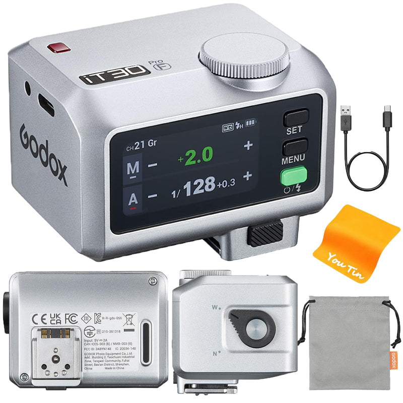 GODOX IT30Pro F TTL Mini Camera Flash with integrated 2.4G Trigger and Receiver 2.4G Compatible with Fujifilm Cameras,GN15 ISO100, 1/8000s HSS,7.4V/900mAh Battery,1.5s Recycle time 560 Flashes(Silver)