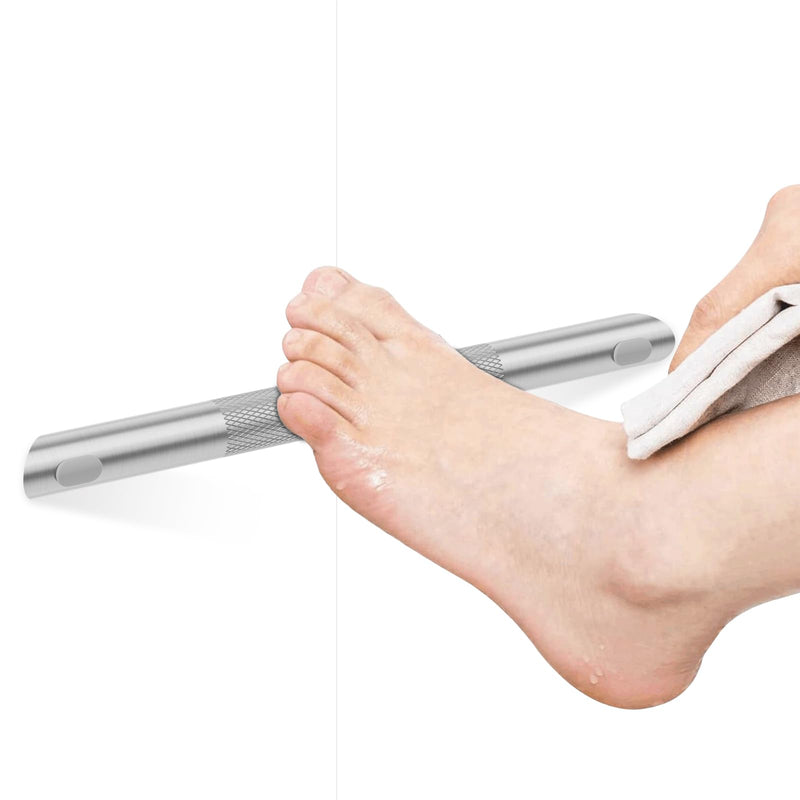 BWE Brushed Nickel Shower Foot Rest Bar, Stainless Steel Bar Corner Shower Foot Rest for Shaving Legs, Non-Slip Knurled Shower Step, Wall Mounted Bathroom Shower Shaving Foot Rest