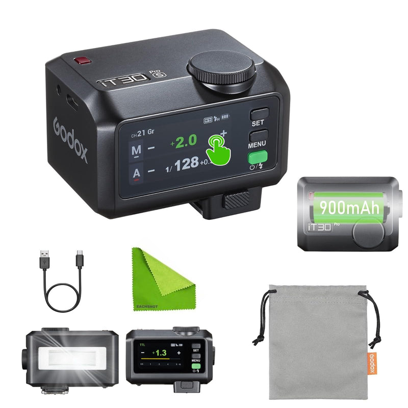 Godox iT30 Pro S Mini Camera Flash for Sony Camera,TTL Mode Auto Exposure,HSS 1/8000s, 2.4G Wireless Master/Receiver,Compatible with A7CII,A7IV,ZV-E10,A7RV,A7C,A7III,A6700,A6400,ZV-E1,FX3(Black) Black