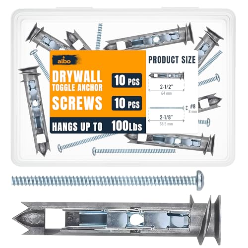 ALBO 10 Pack Metal Self-Drilling Drywall Toggle Anchors with Screws 10pcs EZ Self-Drilling Toggle Anchors