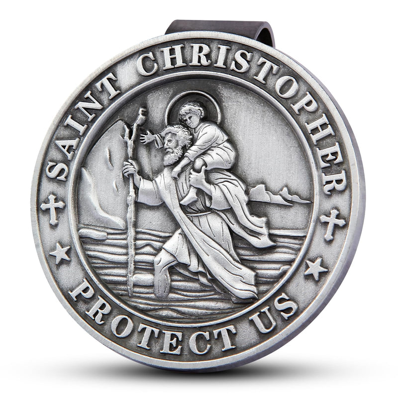 St Christopher Medal for Car, Saint Christopher Medal, Guardian Angel Visor Clip, Catholic Gifts, Visor Clips for Cars, Gifts for Friends, Loved Ones and New Drivers(1PCS) 1PCS