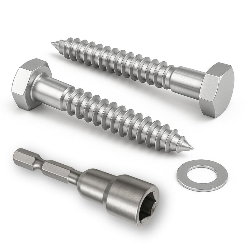 1/2 x 1-1/2 Lag Bolts, 20 PCs Heavy Duty 304 Stainless Steel Wood Lag Screws for Deck Framing Outdoor Projects, SS Hex Head 1/2 x 1-1/2" Silver