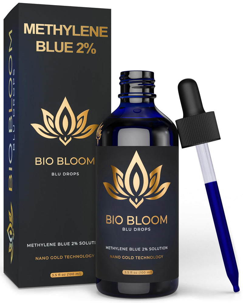 Methylene Blue 2% Pharmaceutical Grade Drops, 100ml Double Strength Methylene Blue Liquid for Humans | USP Grade, 3rd Party Lab-Tested | High Potency Dosage with Dropper by Bio Bloom