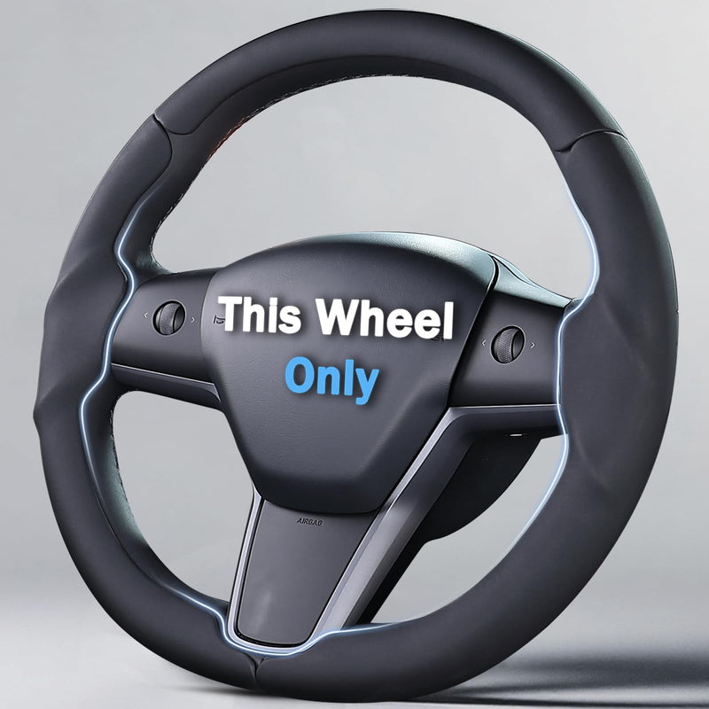  [AUSTRALIA] - Steering Wheel Cover for 2017-2023 Tesla Model 3 2020-2024 Tesla Model Y, Leather Steering Wheel Cover for Tesla Model 3/Y Accessories, Black Black L Model 3 2017-2023/ Model Y 2020-2024