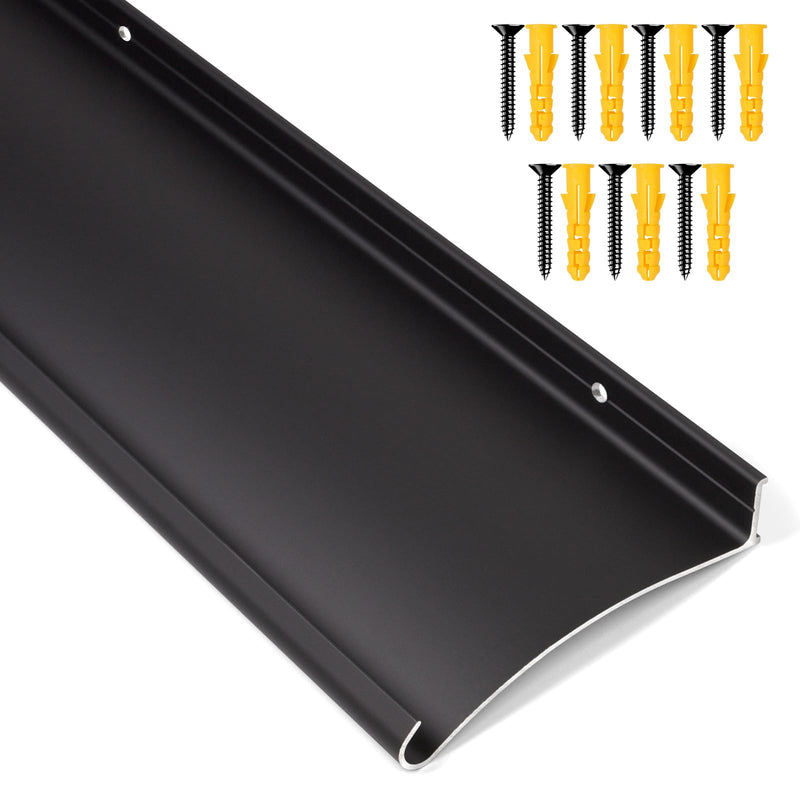 Heavy-Duty Aluminum Door Rain Drip Guard, 4″ Extra-Wide and Thickened Window Door Rain Deflector, Size 52″ Length, 4″ Wide, 0.8″Height (Black) 1 52in-Black