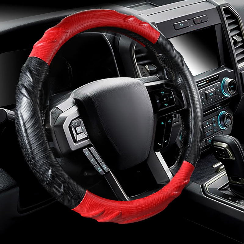 Car Steering Wheel Cover for Ford - Steering Wheel Cover for F150 F250 350, Expedition, Red Large size (15 ½''-16'')