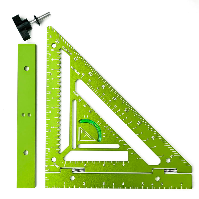 8.3" Ratter Square Tool with Jig Block - Flatwork and Repetitive Markings Specialty for Precise Carpentry Work,Sherwap Ratter Square Tool (Green) Green
