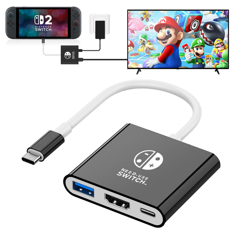 Switch 2 Dock, TV Docking Station for Nintendo Switch/Switch OLED/Steam Deck,HDMI 2.0 4K@60HZ Portable with PD 100W Charging, USB 3.0 Port（3-in-1）
