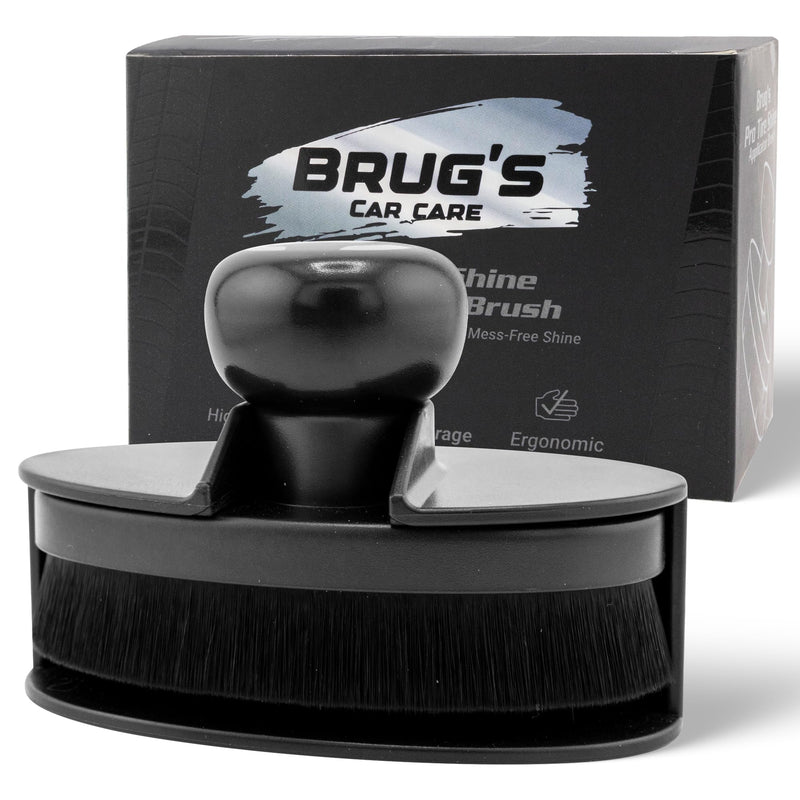 Brug's Pro Tire Shine Applicator Brush, 4 Inch Wide Head, Soft Bristles with Stand