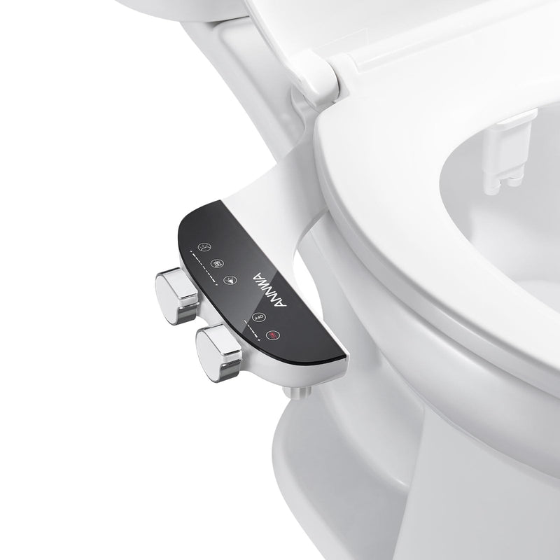 Bidet Attachment for Toilet Seat Non-Electric Bidet Hot and Cold Water Bidet Attachment Toilet Adjustable Water Temperature Posterior/Feminine Wash Dual Retractable Nozzle(AM-US-TT18N)