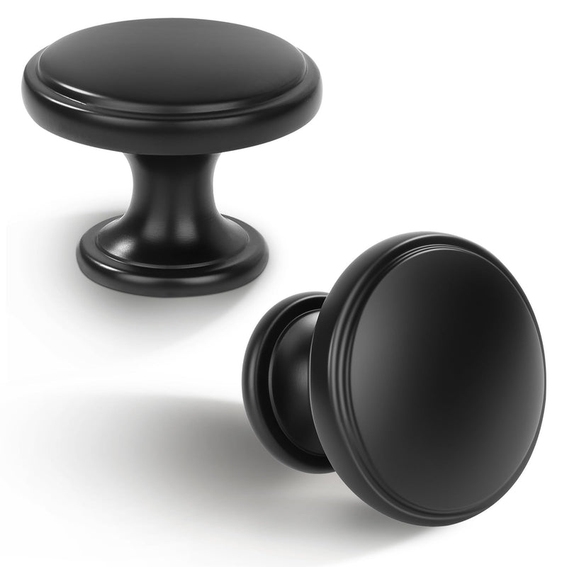 Matte Black Zinc Alloy Solid Cabinet Knobs,Heavy Duty Single Hole Knobs,Cabinet Hardware for Bedroom,Dresser,Kitchen 6 Pack 8527 1.2 in Single Hole Matte Black