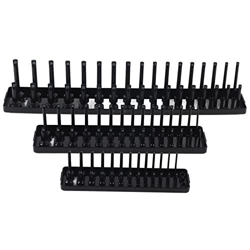 3PCS Socket Set for /4in 3/8in /2in Sockets Multifunctional Tool Tray with Deep & Standard Socket Holders Compatible with Most Toolboxes