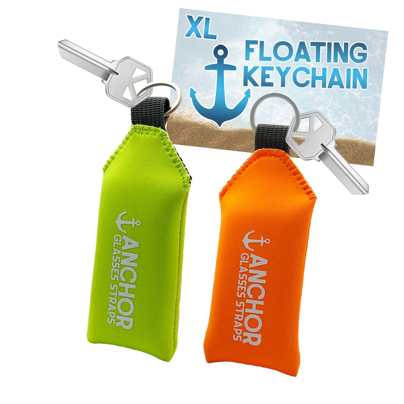 Floating Keychain Waterproof – XL Size – Floats 12 Keys – Bright Visibility Green and Orange