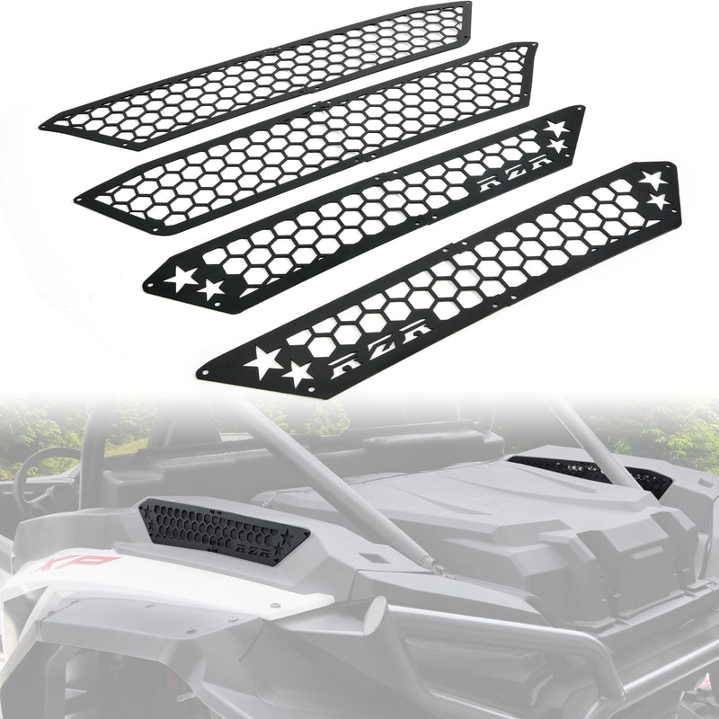 KEWISAUTO Air Intake Cover Black Aluminum Combined Mesh Engine Side Vent Grill Filter-Air Inlet Protection Cover Bezel for Polaris RZR XP / XP4 1000 2024 2025 Accessories (4PCS)