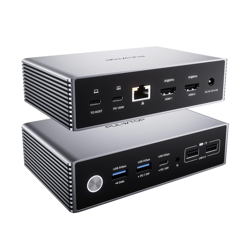 Dual Monitor USB C Docking Station, USB C DisplayLink Docking Station for MacBook M1/M2/M3/M4, Windows, Dual Display Laptop Dock with 2 HDMI 2K@60Hz, USBC/B 5Gbps Data,RJ45 10-IN-1 Displaylink Docking Station