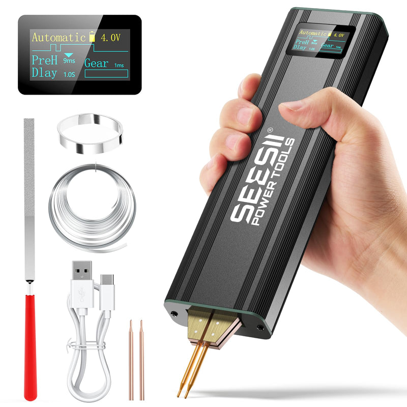 SEESII Battery Spot Welder: Handheld Spot Welding Machine with Rechargeable Battery, Mini Battery Welder for Nickel-Plated Sheets up to 0.2mm - for Battery Pack Assembly and Repair