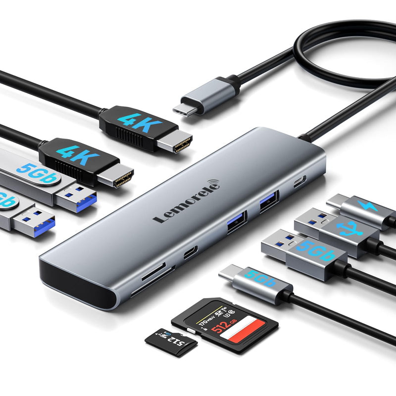 USB C Docking Station Dual Monitor, 10 in 1 USB C Hub with 2 HDMI Ports, PD Charging, SD/TF, 5 USB C/A Ports, Dual HDMI Adapter for Dell XPS/HP/Lenovo/Surface 10-in-1 With Dual Monitor
