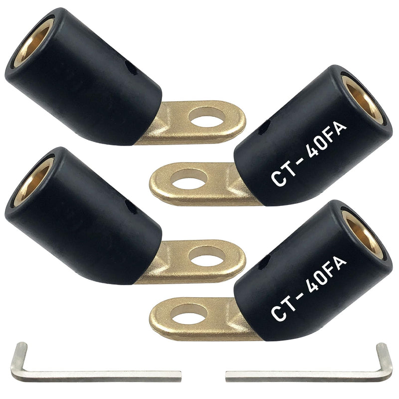 2PK CT-40FA Welding Terminal Connector, Welding Lug Connector Adapter, Terminal Lug for Lenco Style LC-40 LC-40HD Male Leads Connectors, 17/32" Stud Hole, Angle 45°, 08030 2 PK