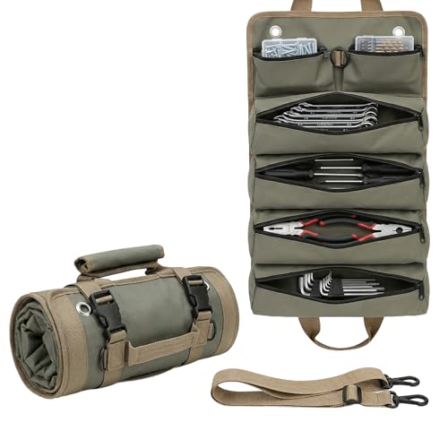 Roll Up Tool Bag, 6-Pocket Tool Organizer for Garage & Workshop