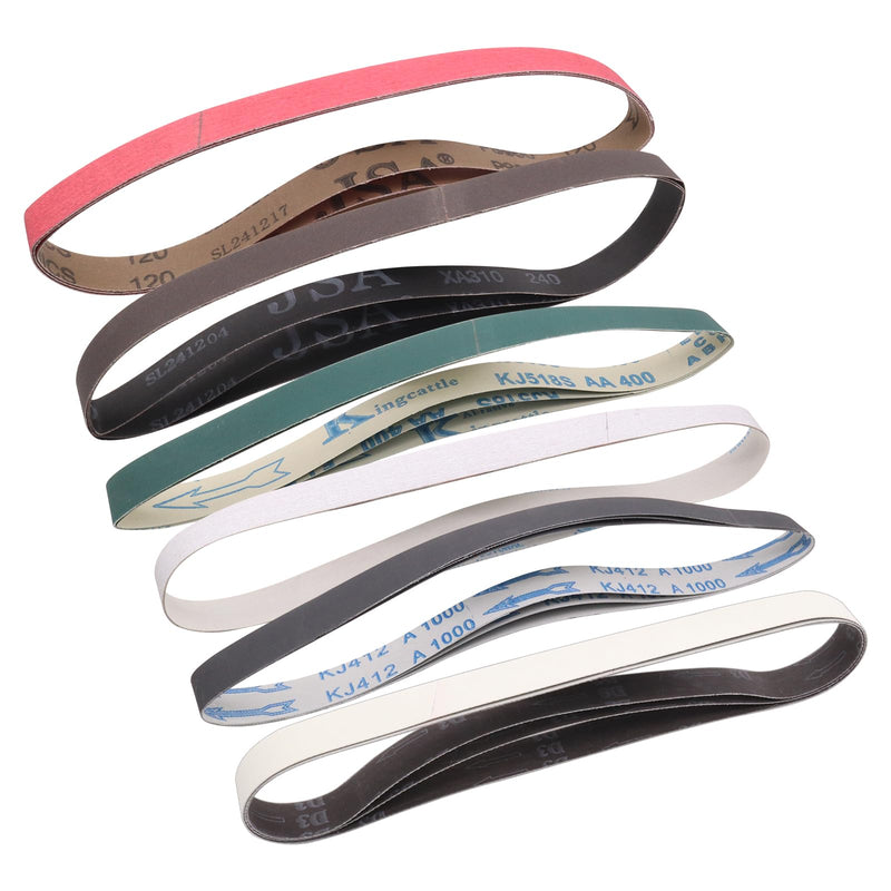 1 x 30 Inch Sanding Belts for Knife Sharpening, 3 Pcs Each of 120 240 400 800 1000 5000 Grit Sander Belts for Knives Metal Polishing,18 Pack MIX