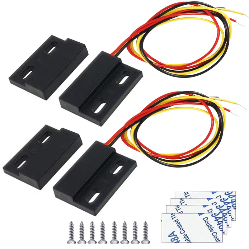 High Voltage Magnetic Reed Switchs,NO NC Normally Open and Normally Closed Magnetic Door Switch,AC127V 30W 1A Proximity Switch for Door Alarm, Window Safety,Lights(2 Pack