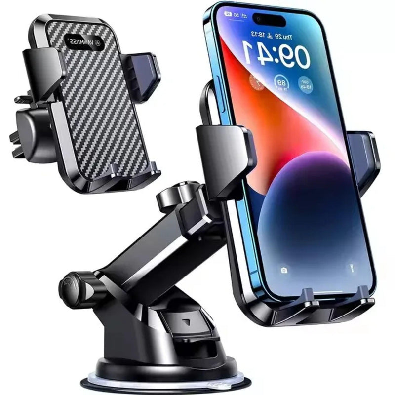 3-in-1 Car Phone Holder 360° Adjustable Car Phone Mount, Cell Phone Holders for Your Car for Dashboard Vent, All Smartphones & Car Models (Black) [122+LBS Strongest Suction & Stable Clamp Arm]