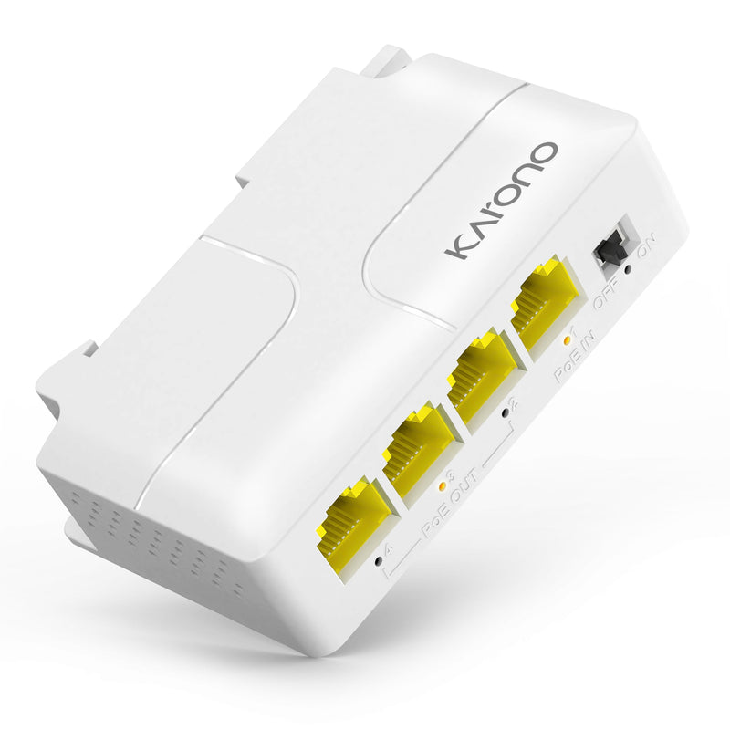 4 Port Gigabit PoE Extender / Repeater with 3 PoE Out, 1000Mbps Support IEEE802.3af/at, VLAN, Din-Rail & Wall Mount POE Passthrough Switch / Booster, Plug and Play