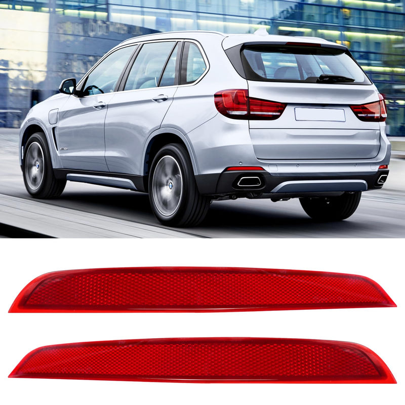  [AUSTRALIA] - Jaronx Compatible with BMW Rear Bumper Reflector for X5 F15 2014-2018, Left & Right Rear Bumper Red Marker Lights Lens Trim, Tail Reflector Light Replacement for BMW 63147290091 63147290092