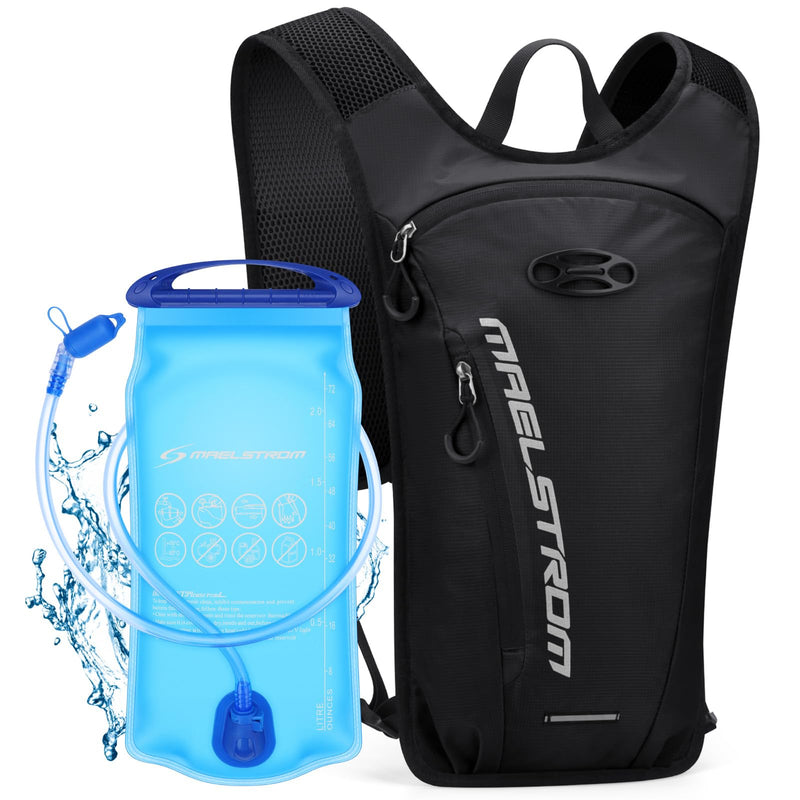 Maelstrom Running Hydration Vest, Hiking Backpack with 2L Water Bladder for Cycling Rave for Men Women 2L-Water Bladder Black