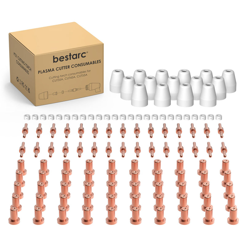 Bestarc 120pcs PT31 Plasma Cutter Consumables, Cutting Torch Tip Nozzles Fit for CUT55A, CUT45A, CUT35A with Plasma Cutter Torch PT31 LG40 JG40 PT31-120PCS