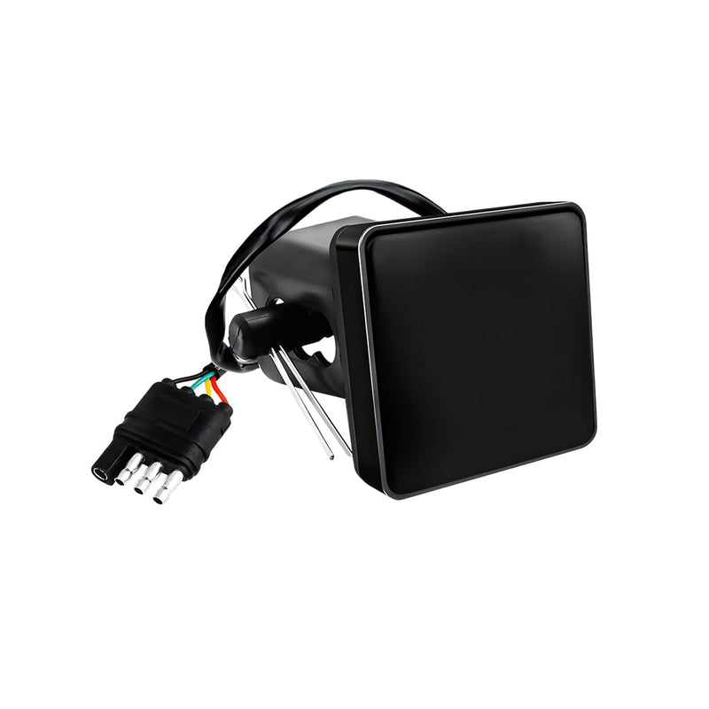 15 LED Brake Light Trailer Hitch Cover, Smoked Lens Square Brake Tail Light w/Trailer Adapter Pin, 12V Super Bright LED Towing Hitch Lighting Accessories Fit 2" Receiver (Black) Black