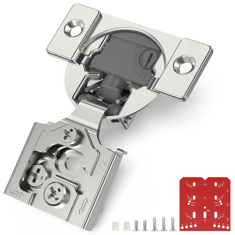 Chibery 10 Pack 1/2” Overlay 4D Soft Close Cabinet Hinges, Concealed Face Frame, Adjustable Closing Speed, 105° Opening Smooth Slow, Hidden Self Closing for Kitchen Corner, Cupboard (with Template)