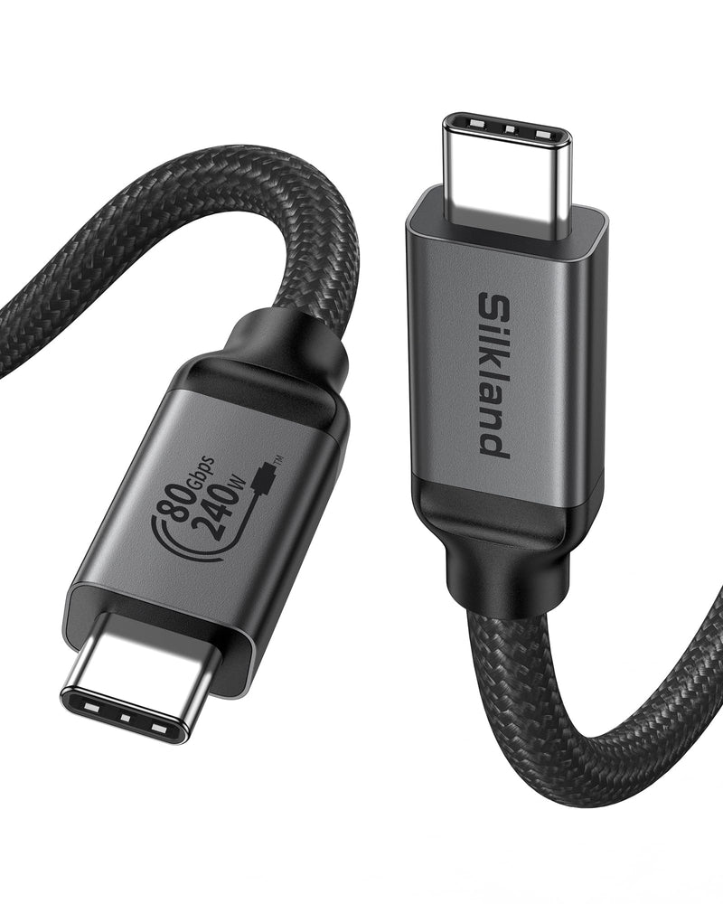 Silkland USB-IF Certified 80Gbps USB 4 for Thunderbolt 5 Cable 5FT, 120Gbps for Dual 8K, 240W PD3.1 Charging, Braided USB C Video Cable Compatible for Thunderbolt 4, MacBook, iPhone 17/16, Mac mini 5 Feet