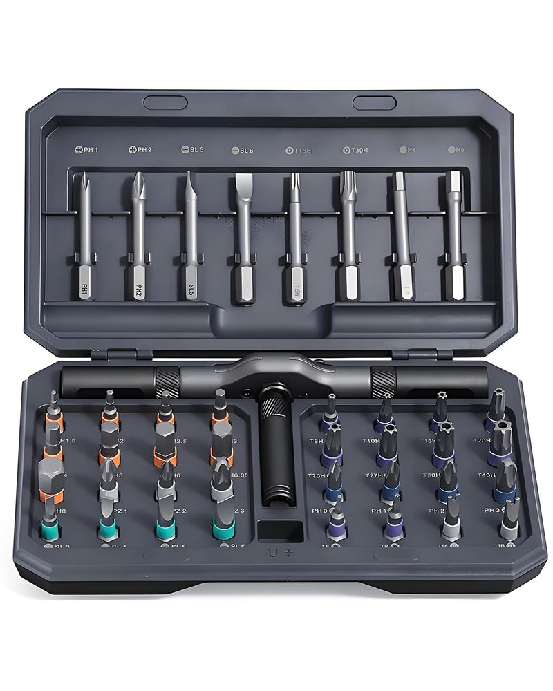 42 in 1 Ratchet Screwdriver Set, Magnetic Screwdriver Set, DIY Multi Bit Magnetic Drive Set with Detachable Ratchet Handle, Portable Compact Repair Tool Kit for Furniture Computer Bicycle, Black Grey 42 in 1 Black Grey