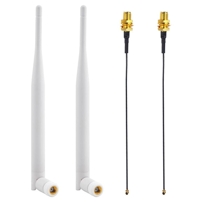 2 x 2.4Ghz WiFi Bluetooth Antenna RP-SMA Male 3dBi Indoor Omni Foldable Antenna + 2 x 17CM IPX to RP-SMA Female Extension Cable for Router USB Adapter Reapter IP Cameras