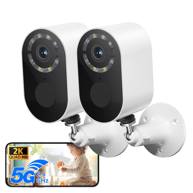 Security Cameras Wireless Outdoor, 2K Battery Powered WiFi Camera with AI Motion Detection, Spotlight Siren Alarm, Color Night Vision, 2-Way Audio, Waterproof Home Surveillance, Cloud/SD Storage TWO PACK