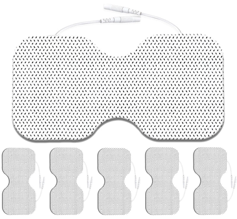 Tens Unit Electrode Pads 4x8" for Back Pain Relief Extra Large Butterfly Shaped EMS TENS Pads Compatible with TENS 7000, AUVON TENS, 2mm Pin Connector- 6 Pcs Bf4*8