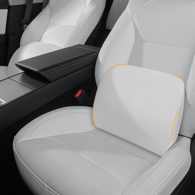  [AUSTRALIA] - Memory Foam Lumbar Support Pillow for Tesla Model 3 Model Y Model S/X Cybertruck Model 3 Hidden Model Y Juniper Accessories - Mid/Lower Back Support Cushion for Car Seat (White) Lumbar Support White 1pc