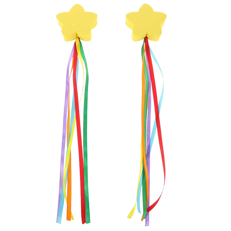 LUOZZY 2 Pcs Yellow Star Car Antenna Toppers with Ribbon for Vehicle Roof Decorations 8CM
