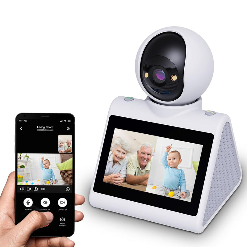 Two Way Video Camera,Indoor Home Security Cameras Baby Monitor Pet Dog Camera with Phone App,Motion for Elderly/Nanny/Pet/Dog/Baby,Audio Calling Device Pan Til,Motion Detection Button Dialing