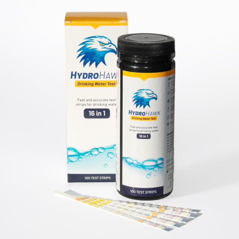 16-in-1 Drinking Water Test Strips (100 Pack) – Water Testing Kit for Tap, Well, RV & Spring Water, Tests Hardness, Chlorine, pH, Iron, Metals & Nitrates. Fast Results in 60 Seconds.