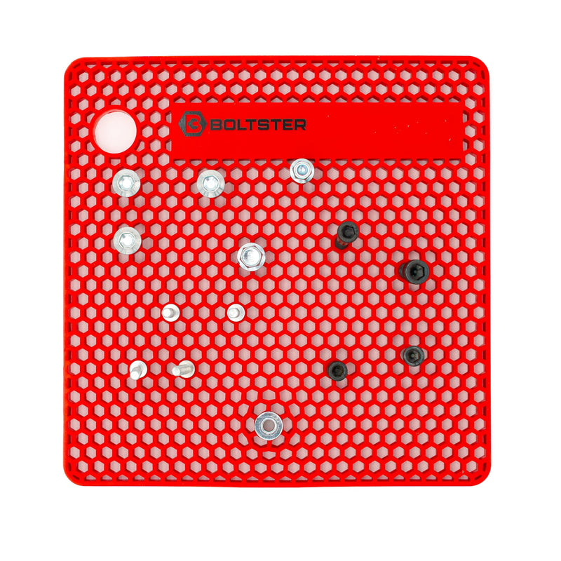 Boltster Original Fastener Organizer Tray – Professional Silicone Bolt & Screw Organizer for Mechanics, Automotive, Industrial, & DIY – Heat & Chemical Resistant Tool Tray for Bolt Organization Red