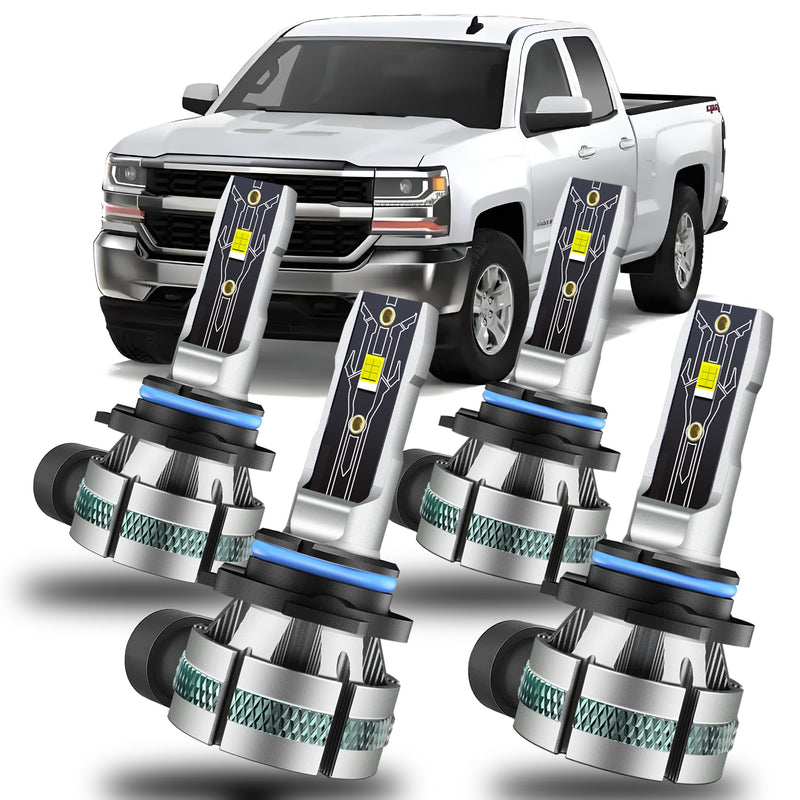 Fits for 1999-2006 Chevy Silverado 1500 2500 High&Low Beam Fog Light Bulbs Accessories,1999 2000 2001 2002 2003 2004 2005 2006 40000LM 6000K White 1:1 as Stock Super Bright fog Lights Bulb,Pack of 4 for Chevy Silverado 1500 2500(1999-2006) 4pcs
