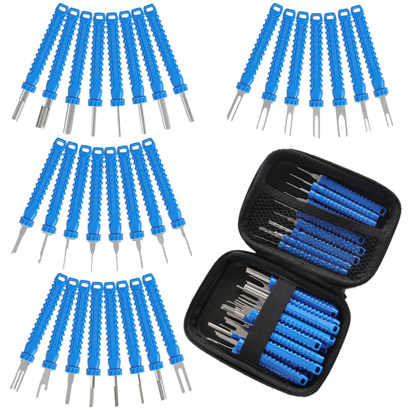 Upgrade Terminal Removal Tool Kit – 31Pcs Electrical Pin Extractor Connector Depinning Tool Set for Automotive, Motorcycle, and Electronics Repair, Blue Standard Storage Case