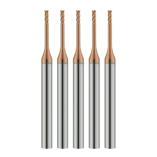 5pcs 3/32" Long Reach End Mill Square Nose Miniature 4 Flute for Steel 3/32x9/32x1/2NLx1/8x1-1/2"