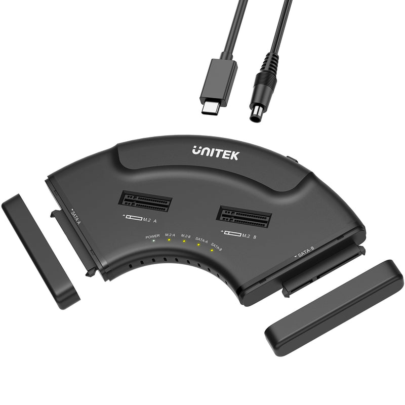 Unitek 4-in-1 Dual M.2 & Dual SATA Hard Drive Enclosure, 4-Bay USB-C Docking Station for 2X NVMe PCIe & 2X 2.5/3.5" SATA SSDs HDDs, 10Gbps USB 3.2 Gen2 Tool-Free UASP Trim for PC Mac Linux Android Black USB-C M.2 & 2.5/3.5"