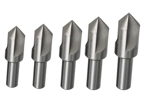 Drill America 5 Piece 3-Flute Countersink Set, Sizes: 1/4, 3/8, 1/2, 5/8 and 3/4, 82 Degrees 5 Piece Set (1/4 -3/4) 3 Flute