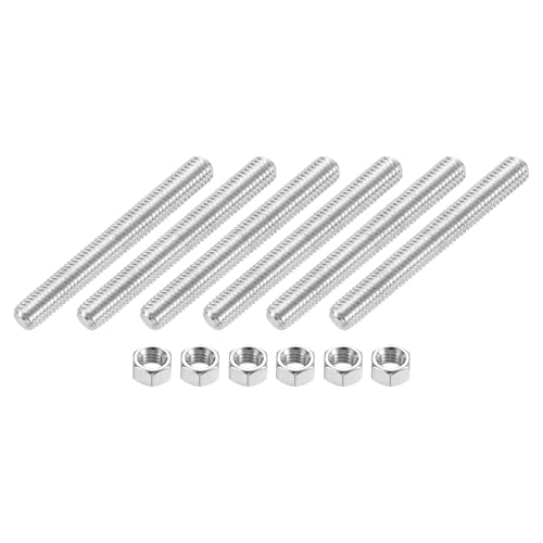uxcell 3/8"-16 Fully All Threaded Rod, 6 Pcs 304 Stainless Steel Long Threaded Screw 3.5" Length Right Hand Threads for Furniture Mounting Assembly Fastening 3.5"